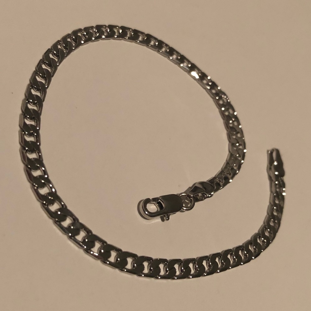 Silver Stainless Steel Cuban Link Bracelet - Picture 5 of 6